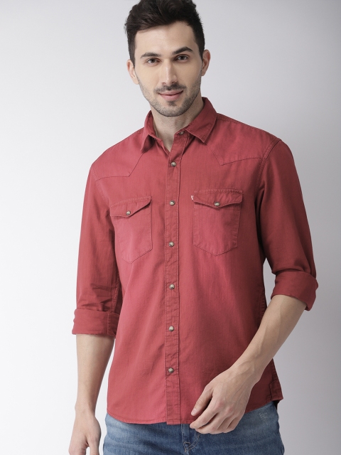 

Celio Men Brick Red Regular Fit Solid Casual Shirt