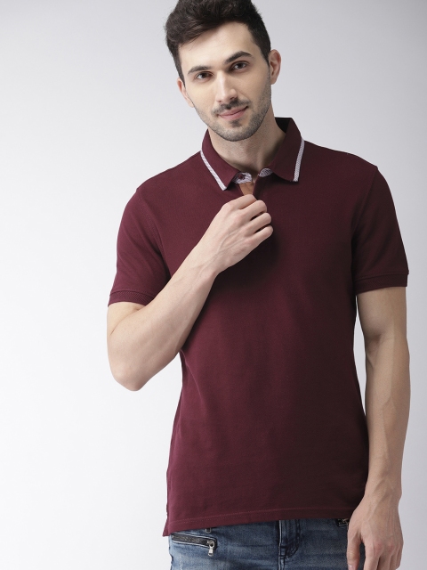 

Celio Men Burgundy Solid Polo Collar T-shirt
