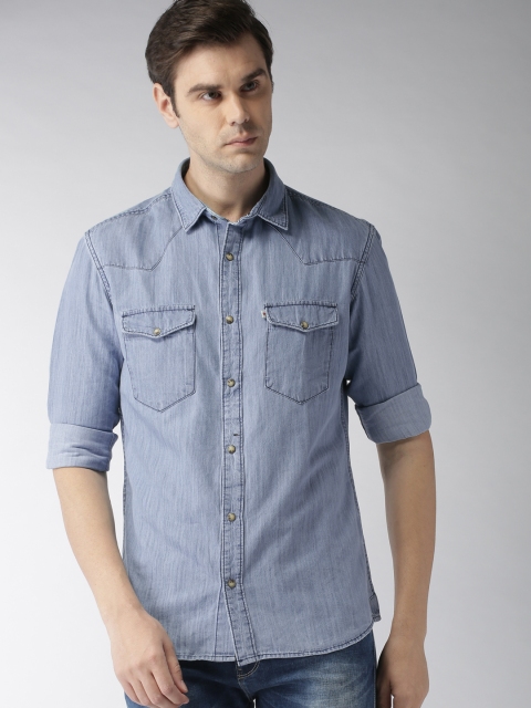

Celio Men Blue Regular Fit Faded Casual Shirt