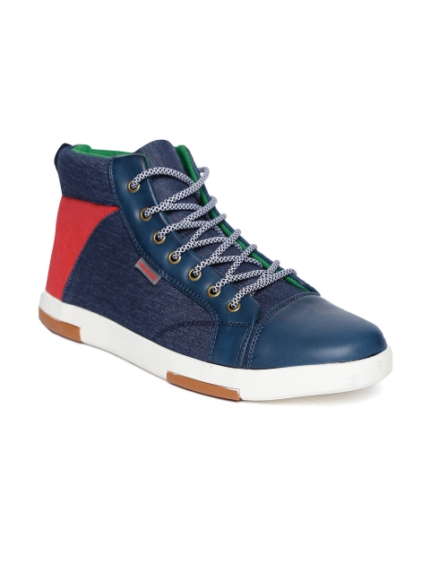 

Flying Machine Men Navy Blue & Red Solid Mid-Top Sneakers