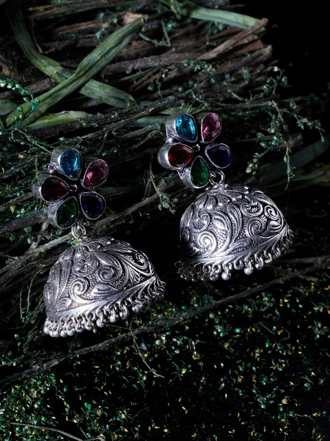 

ZeroKaata Silver-Plated Handcrafted Dome Shaped Jhumkas