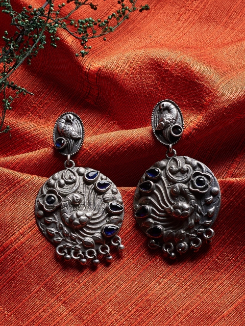 

ZeroKaata Silver-Plated Handcrafted Circular Drop Earrings