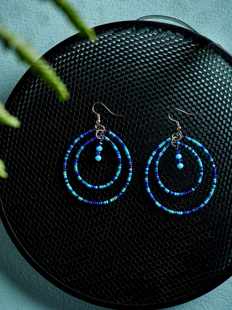 

ZeroKaata Women Blue Circular Drop Earrings