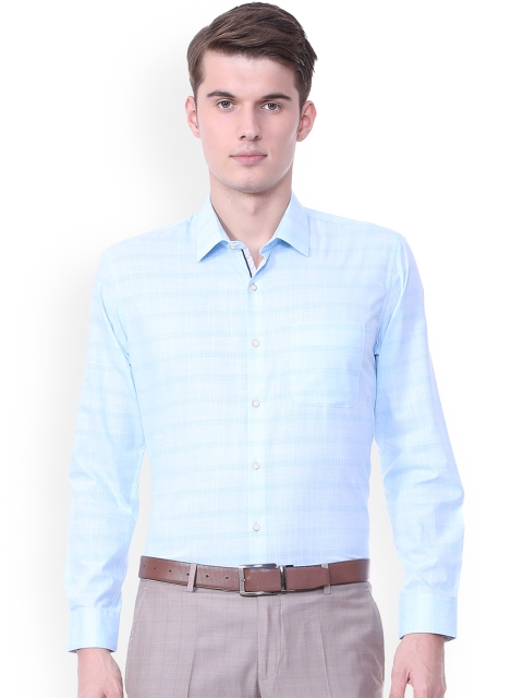 

Peter England Men Blue Regular Fit Checked Formal Shirt