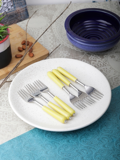 

VarEesha Set Of 6 Yellow Solid Ceramic Fork