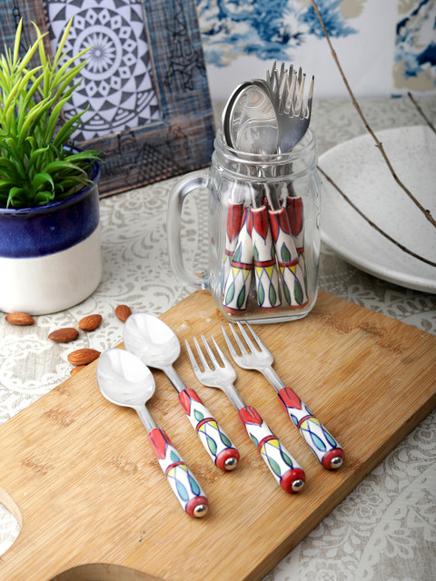 

VarEesha Green Set Of 12 Printed Ceramic Spoon Set