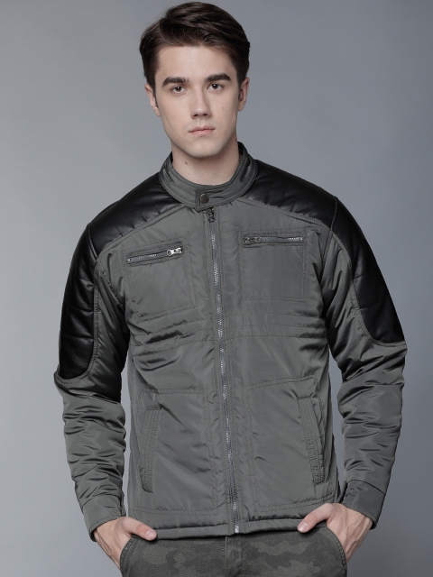 

LOCOMOTIVE Men Grey Solid Padded Jacket