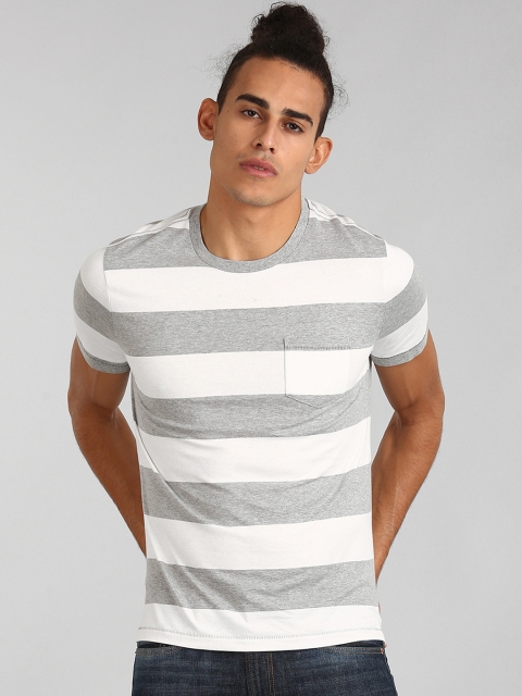 

GAP Men Essential Short Sleeve Rugby Stripe Crew Neck Pocket T-Shirt, Grey