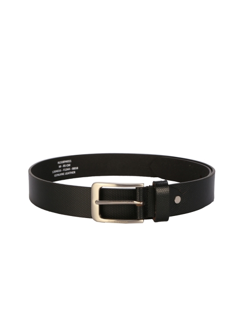 

Peter England Men Black Solid Leather Belt