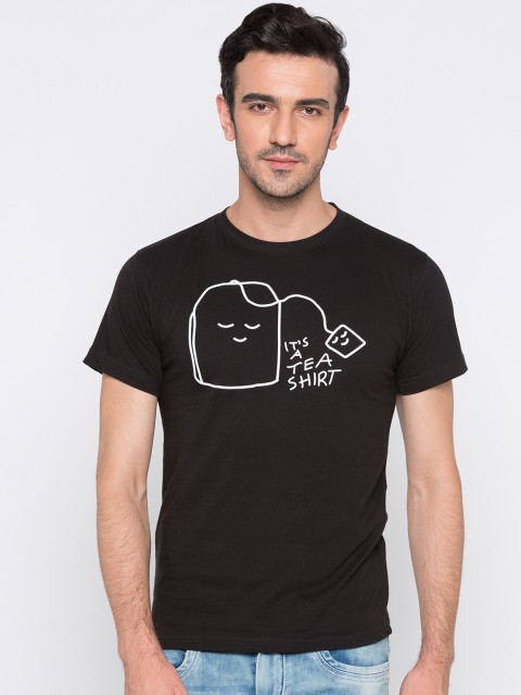 

Globus Men Black Printed Round Neck T-shirt