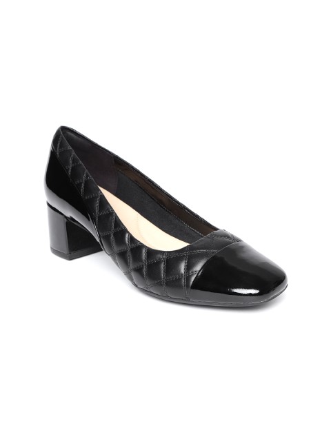 

Clarks Women Black Solid Leather Pumps