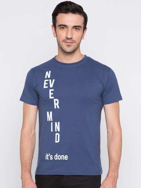 

Globus Men Blue Printed Round Neck T-shirt