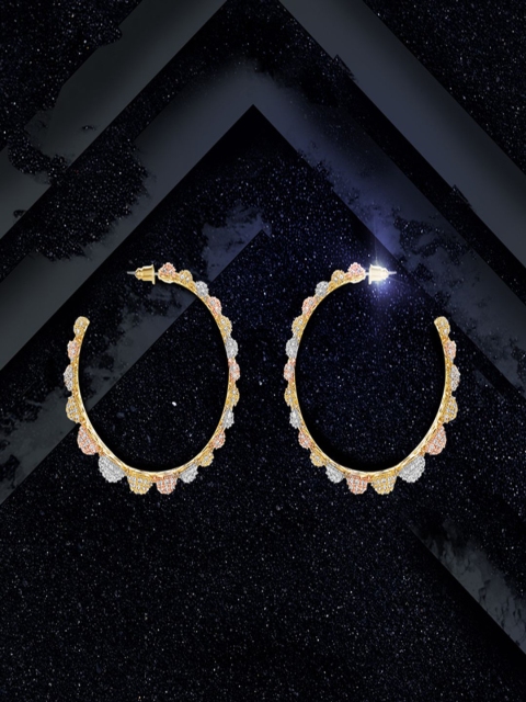 

shaze Gold-Plated Antique Circular Half Hoop Earrings
