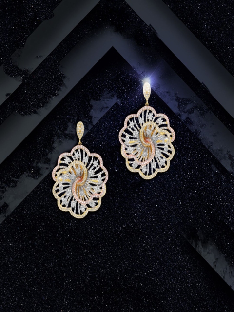 

shaze Gold-Toned Circular Drop Earrings