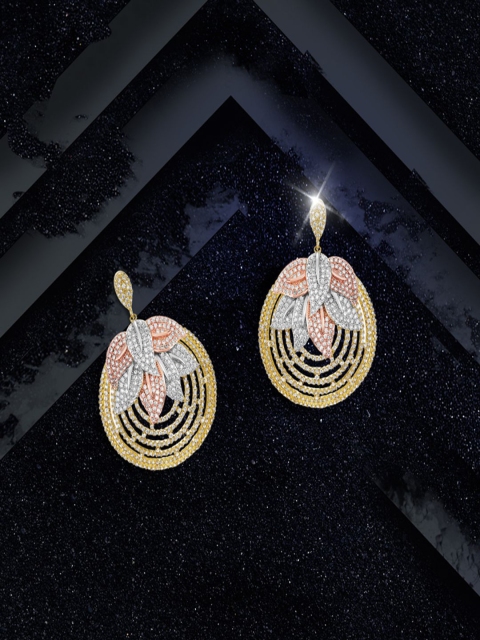 

shaze Gold-Toned Circular Drop Earrings