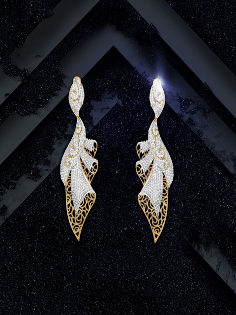 

shaze Gold-Toned Circular Drop Earrings