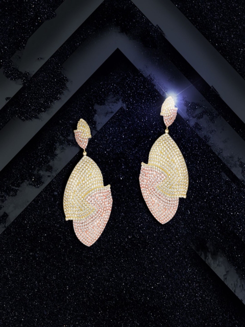 

shaze Gold-Toned Circular Drop Earrings