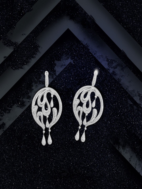 

shaze Silver-Toned Circular Drop Earrings