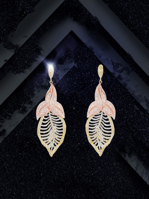 

shaze Gold-Toned Floral Drop Earrings