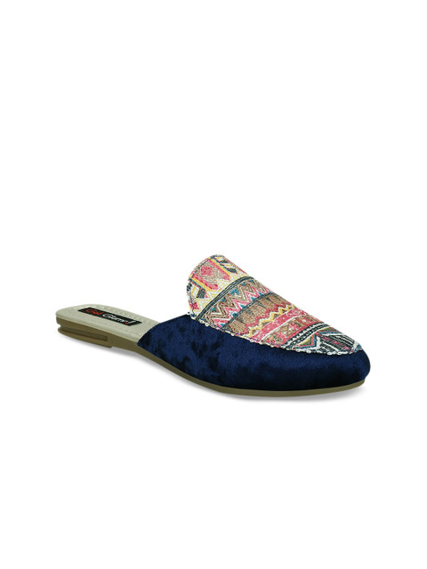 

Get Glamr Women Blue Printed Synthetic Suede Mules