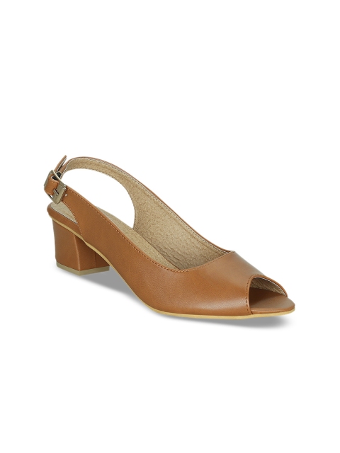 

Get Glamr Women Tan Brown Solid Peep Toes