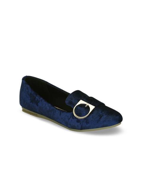 

Get Glamr Women Blue Solid Synthetic Suede Ballerinas
