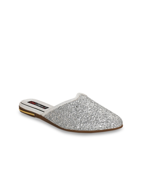 

Get Glamr Women Silver-Toned Solid Synthetic Mules