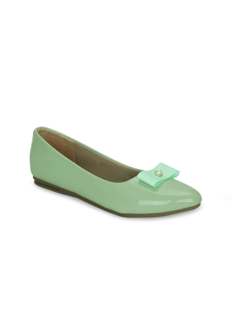

Get Glamr Women Green Solid Synthetic Patent Ballerinas