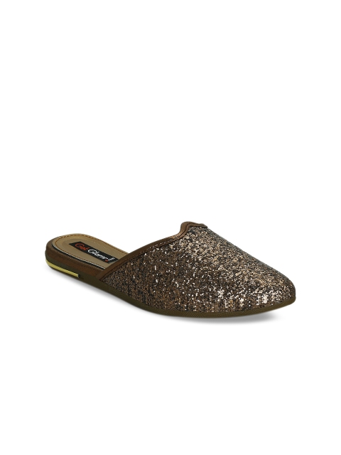 

Get Glamr Women Copper-Toned Solid Synthetic Mules