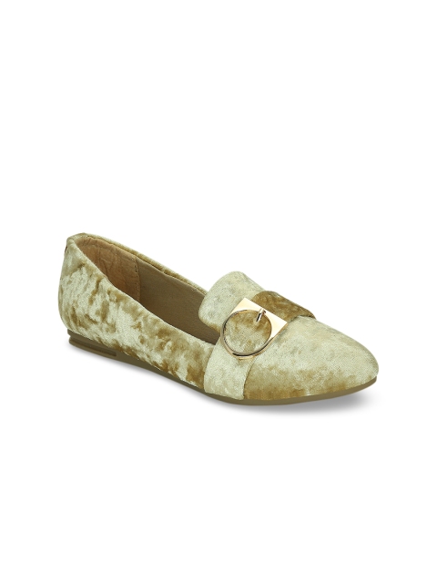 

Get Glamr Women Gold-Toned Solid Synthetic Suede Ballerinas