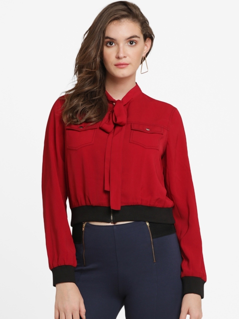 

Kazo Women Red Solid Tailored Jacket