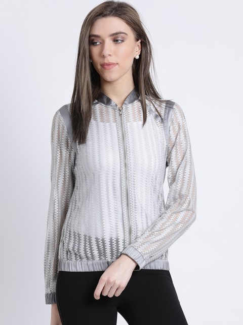 

Kazo Women Grey Striped Bomber