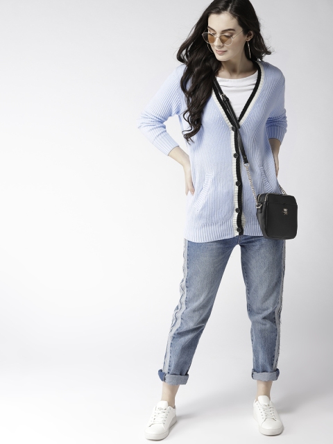 

FOREVER 21 Women Blue Solid Cardigan