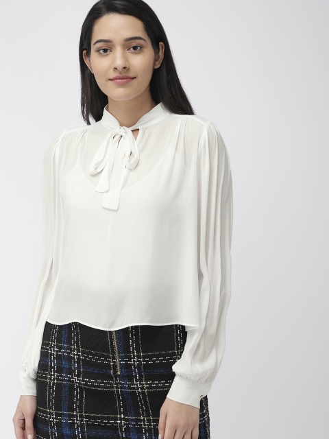 

FOREVER 21 Women Off-White Solid Top