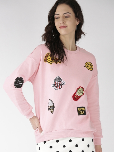 

FOREVER 21 Women Pink Applique Detail Sweatshirt