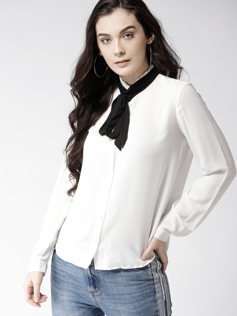 

FOREVER 21 Women White Regular Fit Solid Casual Shirt