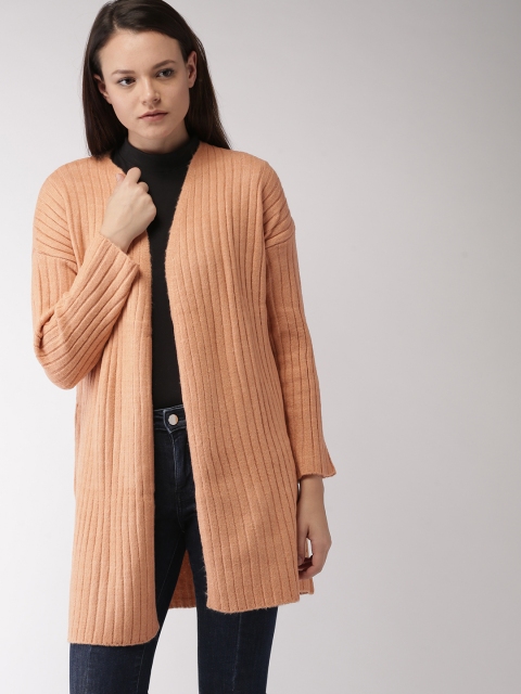 

FOREVER 21 Women Orange Solid Front-Open Sweater