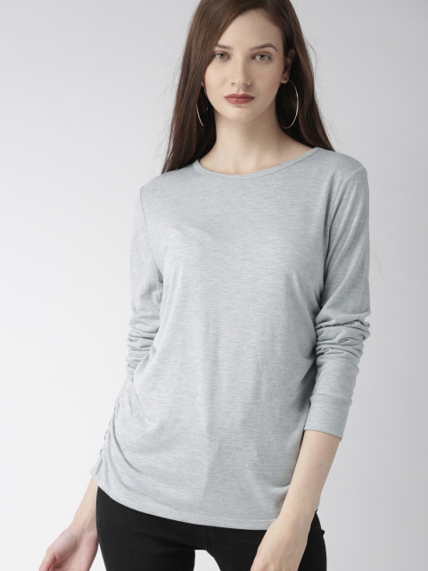 

FOREVER 21 Women Grey Solid Top