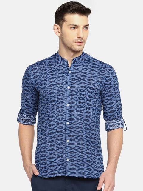 

SOHO By MAFATLAL Men Blue & Navy Blue Slim Fit Printed Casual Shirt