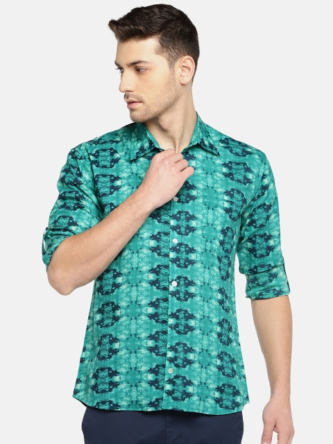 

SOHO By MAFATLAL Men Sea Green Regular Fit Printed Casual Shirt