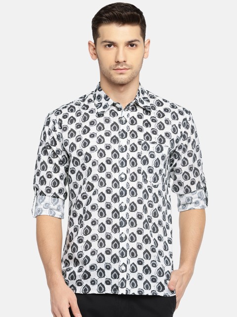 

SOHO By MAFATLAL Men White & Black Slim Fit Printed Casual Shirt