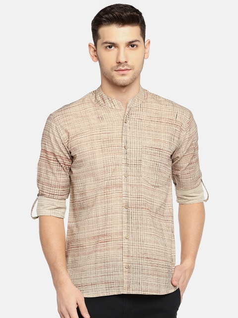 

SOHO By MAFATLAL Men Tan Slim Fit Checked Casual Shirt