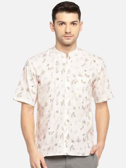 

SOHO By MAFATLAL Men Cream-Coloured Regular Fit Printed Casual Shirt