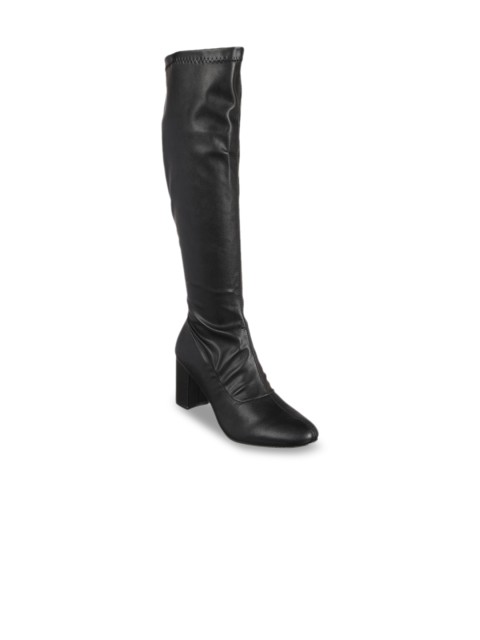 

Flat n Heels Women Black Solid High Top Heeled Boots