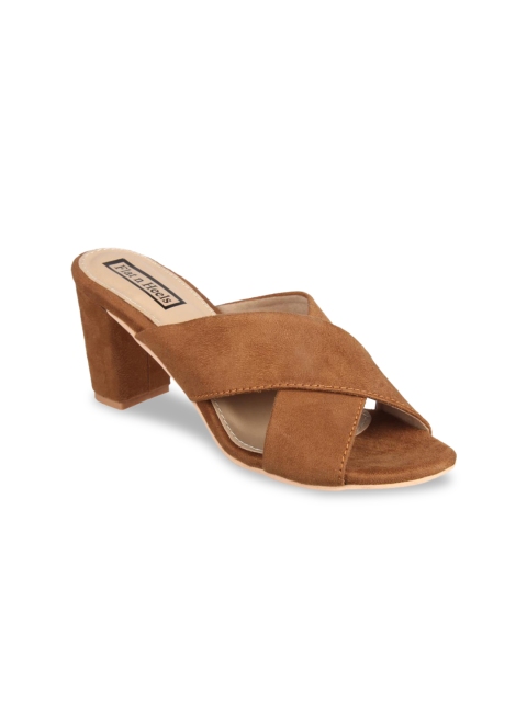 

Flat n Heels Women Tan Brown Suede Solid Heels
