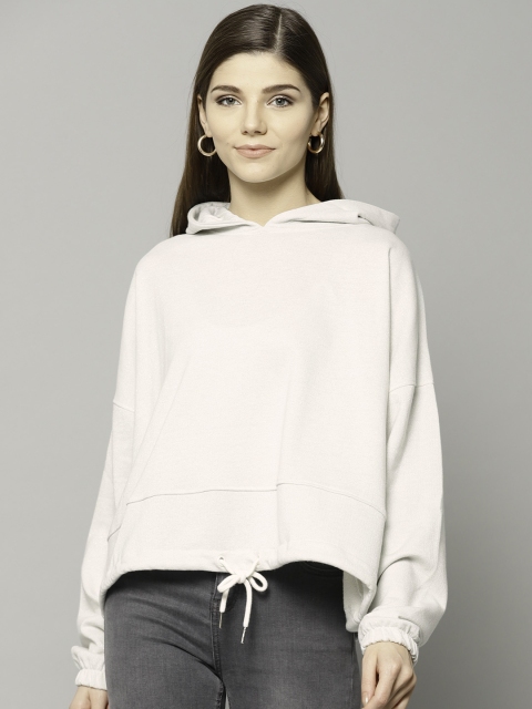 

Marks & Spencer Women Off-White Solid Hooded Sweatshirt