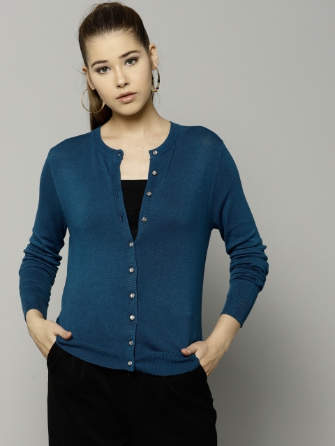 

Marks & Spencer Women Teal Blue Solid Cardigan
