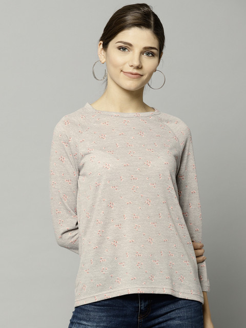 

Marks & Spencer Women Grey & Pink Printed Top