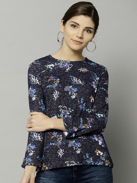 

Marks & Spencer Women Navy Printed Top, Navy blue