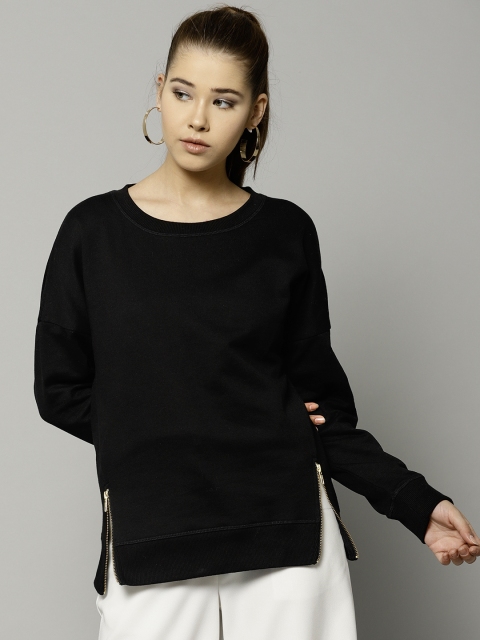 

Marks & Spencer Women Black Solid Sweatshirt